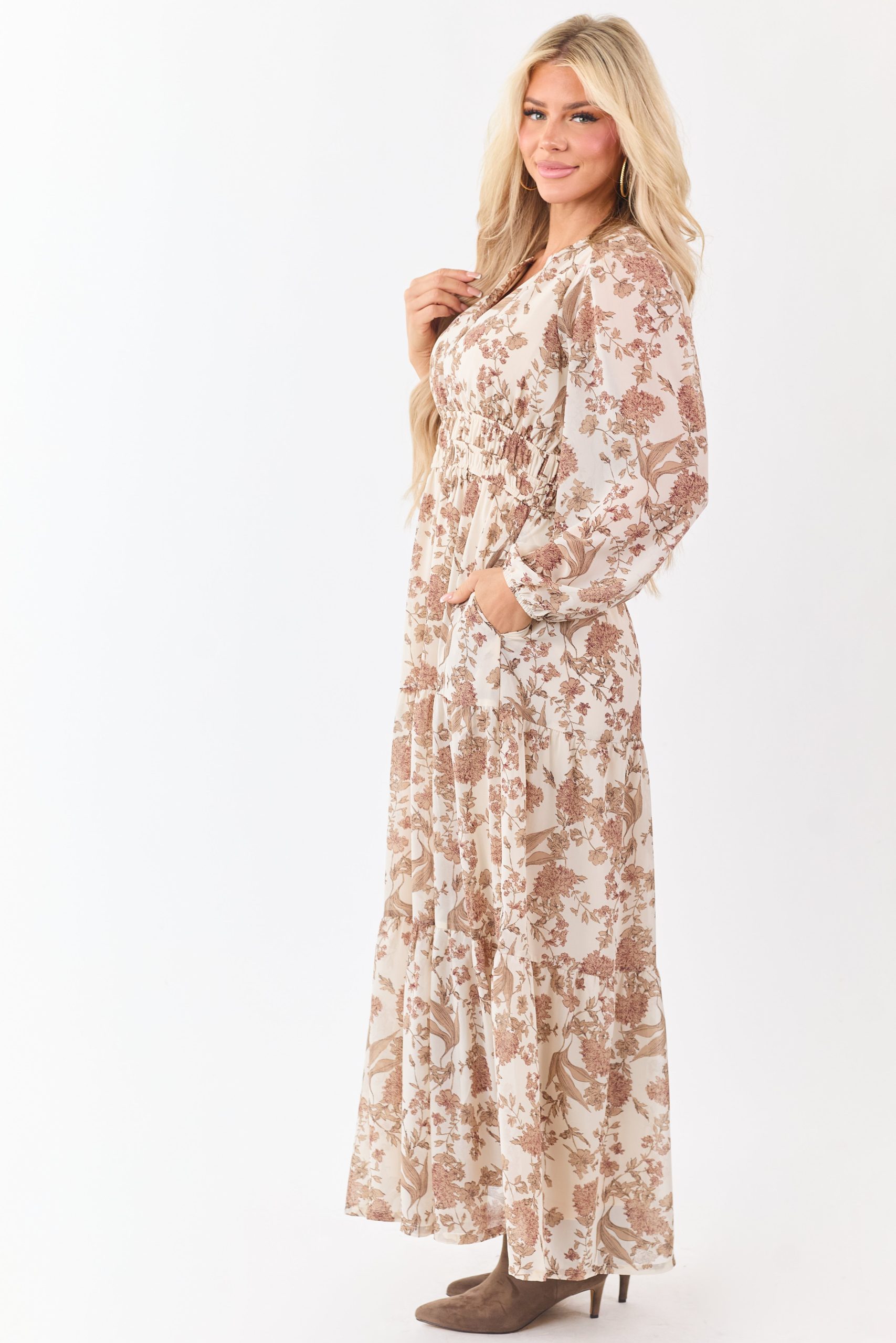 She+Sky Coconut Floral Print V-Neck Maxi Dress - Image 4
